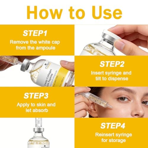 Deep Collagen Silk Peptide Intensive Ampoule with 30 Peptides, ~120 Da Collagen & Panthenol, Hydrating and Firming Serum for Fine Lines, Face & Neck, 1.86 fl oz view 6