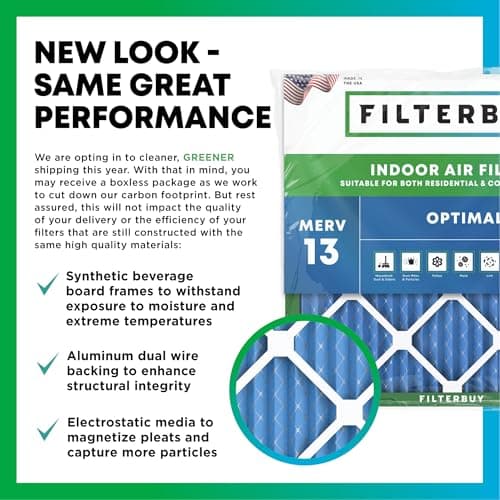 Filterbuy 20x30x1 Air Filter MERV 13 Optimal Smoke & Allergy Defense (4-Pack), Electrostatic Pleated HVAC AC Furnace Filters Replacement (Actual Size: 19.63 x 29.63 x 0.75) view 3