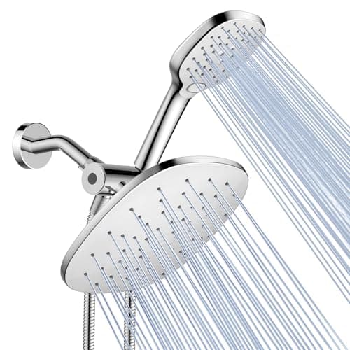 Shower Head with Handheld Combo, 10" High Pressure Double Shower Heads 6 Modes Dual Shower Head with Handheld Spray, Rain Showerhead, Anti-Clog Nozzles, 71” Hose Extra Long, Adjustable Holder — image 1