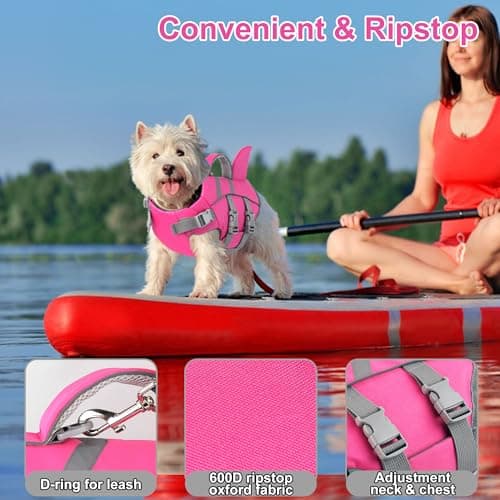 Dogcheer Shark Fin Dog Life Jacket, Adjustable Dog Harness Life Vest for Swimming Boating, Reflective Puppy Swim Vest Pet Flotation Device for Small Medium Large Dogs -Pink, M view 4