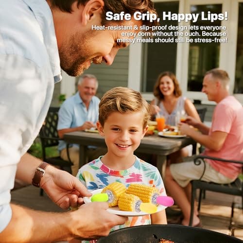 Corn on the Cob Holders Set with Interlocking Design & Storage Case, Silicone Handles + Stainless Steel Pins | Corn Cob Holders for BBQ, Picnics, Dishwasher Safe & Non-Slip Corn Skewers & Sticks. view 2