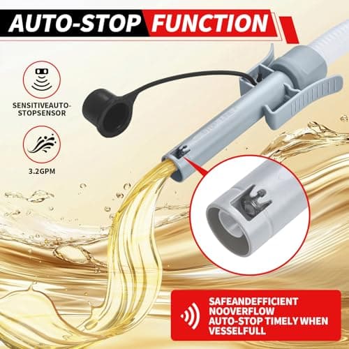 Wontolf Cordless Fuel Transfer Pump Battery Powered with Auto-Stop, Electric Fuel Pump with Storage Bag, Portable Gas Can Pump, Gasoline Gas Oil Transfer Pump, 3.2GPM & 51" Hose & 4 Adapters view 3