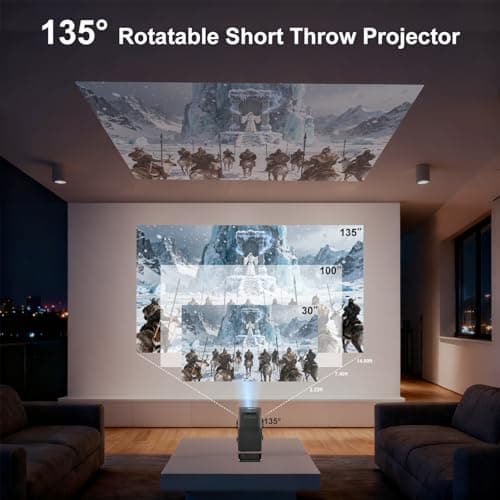 Mini Projector, Portable Projector 4K Support, Full HD 1080P Outdoor Movie Projector with WiFi6 and Bluetooth,Auto Focus with Built-in Apps Proyector,Compatible with HDMI/USB/iOS/Android view 4