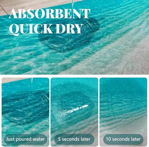 LYGLIGH Ultra Thin Bath Mat, Teal Bath Mat, 1/10 in Thin Bathroom Rugs Fit Under Door, Non-Slip Rubber Backing, Absorbent, Quick-Dry, Washable Funny Beach Decor for Shower and Tub, 35‘’X24'' view 6