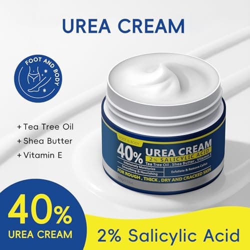 2 Pack Urea Cream 40% + 2% Salicylic Acid, 3.53 oz - Maximum Strength Foot & Hands Moisturizer for Rough, Dry Cracked Skin, Callus Remover with Deep Hydration, Intensive Repair for Feet, Heels view 2