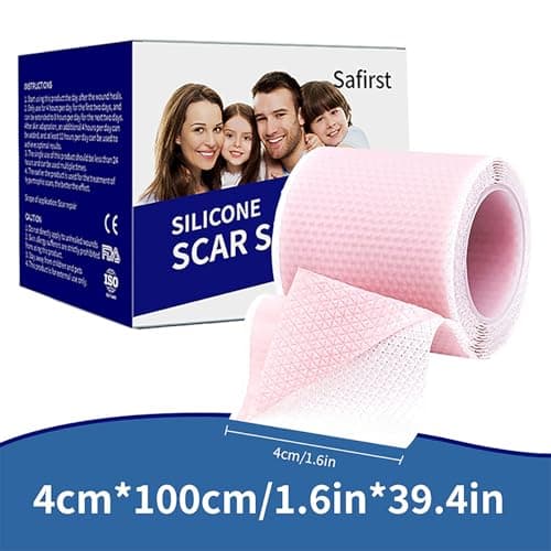 Silicone Scar Sheets 1.6"x39.4" Roll-1M Scars Removal Treatment Medical Grade Silicone Scar Tape for Skin Resuable Strip for Tummy Tuck,Incision,Keloid,C-Section,Burn,Acne Scars(pink) view 2
