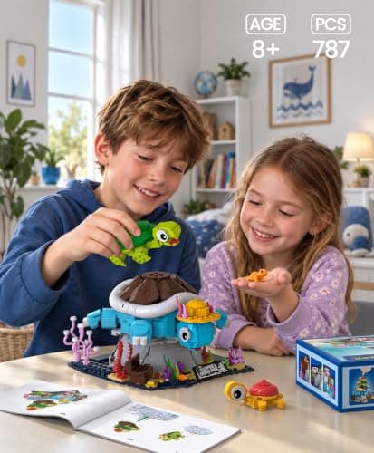 Turtle Family Building Set, Stackable Sea Animal Toy Ages 8+ view 2