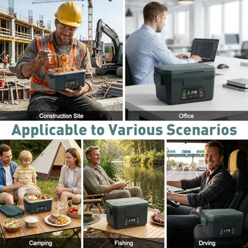 Cordless Electric Lunch Box for Adults, APP Control Heated Lunch Box for Men, 18000mAh Battery Powered Portable Food Warmer, Auto Heating 5-side Rechargeable w/ Timer, 248°F Max for Work/Outdoor/Gift view 7