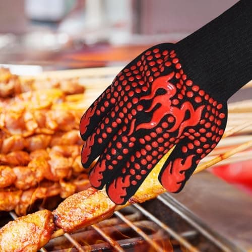 FAMILY'S BACKYARD Oven Mitts，Oven BBQ Gloves 1300° Degree F Heat Resistant Grilling,Suitable for Barbecue, Oven, Baking, Cooking, Camping, Fireplace and Other Scenarios view 2