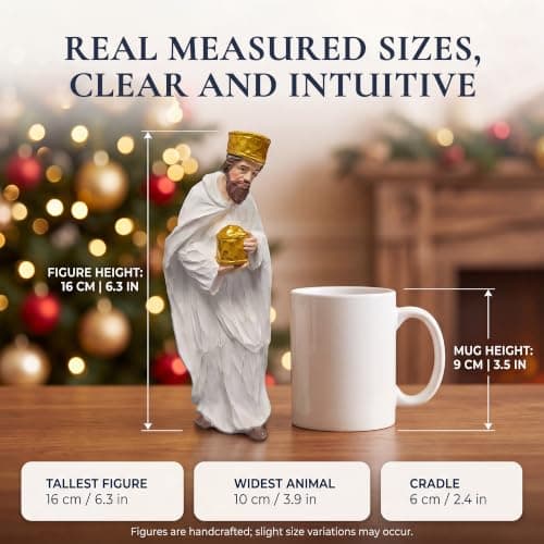 Livilord 11-Piece Hand-Painted Christmas Nativity Set, Resin Figures Manger Scene Decor, Wise Men and Holy Family Statues, Weighted Flat Bases, Mantel Display, Vintage Style, Gift Boxed view 2