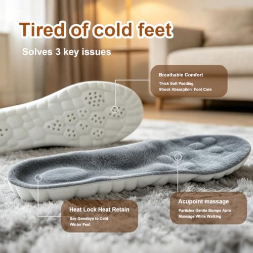 2 Pairs Coral Fleece Insoles for Men Women view 3