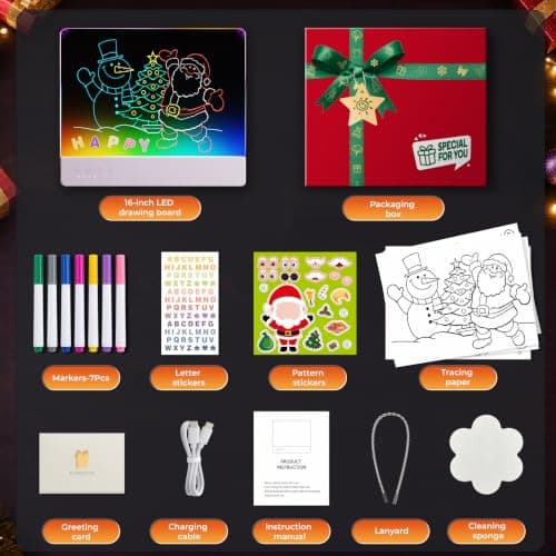 LED Drawing Board for Kids, 16" Rechargeable DIY Light Up Drawing Tablet view 6