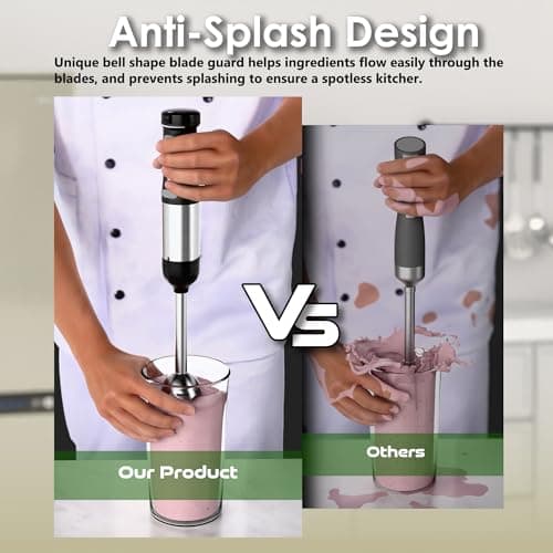 WHUTO 5-in-1 Cordless Immersion Blender,Touchscreen,Rechargeable Battery | 8-Speed Smart Touchscreen Control,2000mAh Battery Display,BPA-Free & Dishwasher-Safe,Beaker,Chopper,Whisk & Frother,Black view 5