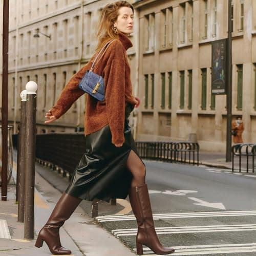 Lumeheel Women Knee High Boots - Round Toe Chunky Heel Tall Boots with Side Zip, Fashion Long Gogo Boots for Fall Winter view 3