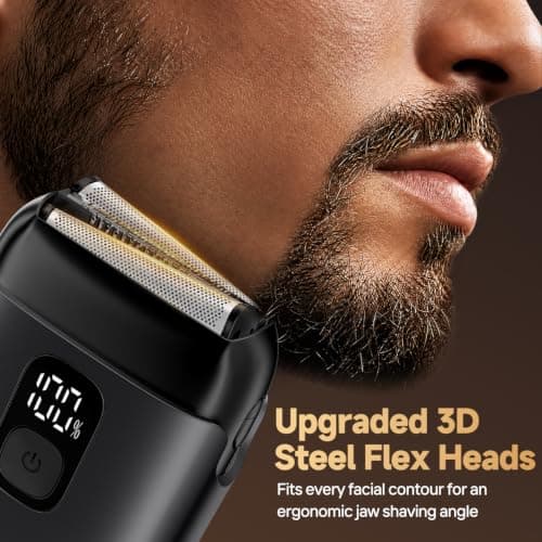 Electric Razor for Men, Foil Shaver, USB-C Charging, 3 Foil Blades, LED Battery Indicator, IPX7 Waterproof, Travel Lock, Grey view 6