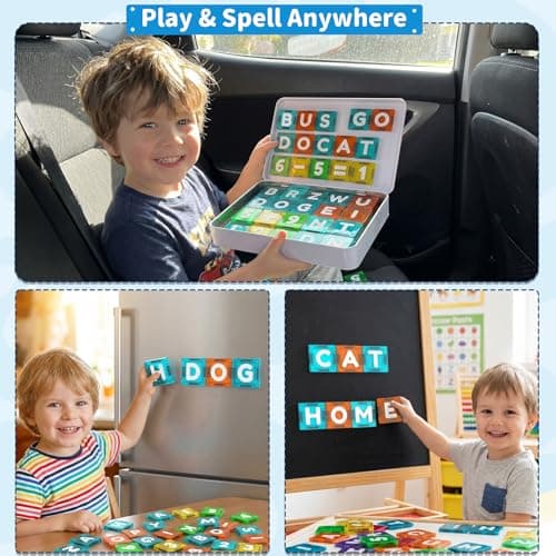 SKTMYY Magnetic Tiles Letters & Numbers, 69PCS Alphabet ABC Learning Toys view 5