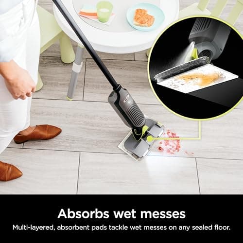 Shark VACMOP Cordless Hard Floor Cleaner, Vacuum and Spray Mop, Powerful Suction, Lightweight, LED Headlights, Includes 4 Disposable Pads, 12oz Multi-Surface Cleaning Solution, Gray, VM252 view 5