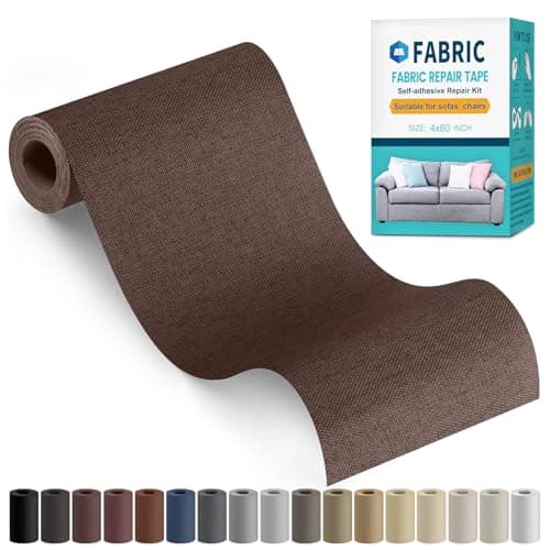 Sgooyir Fabric Repair Tape, Self-Adhesive Couch Patch Repair Fabric Patches for Furniture, Couch Repairing Kit Tape for Upholstery, Carpets, Chairs, Sofas, Pillows Linen 4x80 Inch Dark Brown — image 1