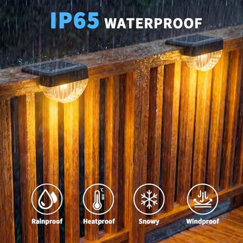 VOLISUN 12 Pack Solar Deck Lights Outdoor, Warm White LED Solar Step Lights for Outside, Waterproof Fence Light for Patio, Deck, Stairs, Yard, Pool and Porch (Black) view 6