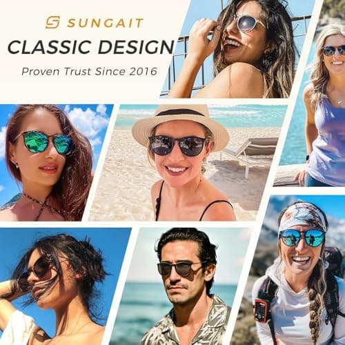 SUNGAIT Premium Vintage Round Sunglasses for Women Men Classic Retro Trendy Style view 2