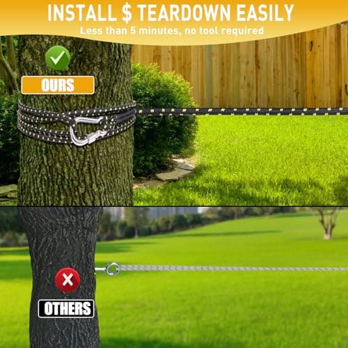 Dog Tie Out Cable for Camping 75ft, Dog Runner for Yard Hold up to 350lbs, Portable Camping Essentials for Outside view 6