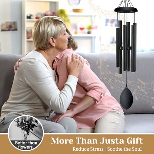 Wind Chimes 30in Black Metal Outdoor, Patio Garden Gift for Moms view 5