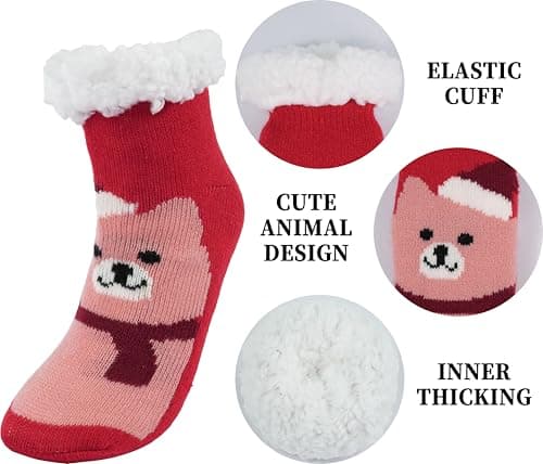 BenSorts Kids Slipper Socks Girls Boys Warm Fuzzy Fleece Christmas Socks Gift Stocking Stuffers view 4