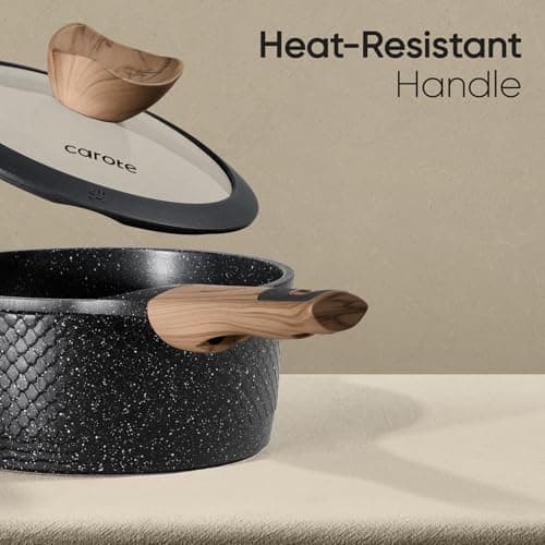 CAROTE 26PCS Pots and Pans Set Non Stick, Cookware Set Pots and Pans Induction Cook Ware, Nonstick Kitchen Cooking, PFOA Free, Black view 6