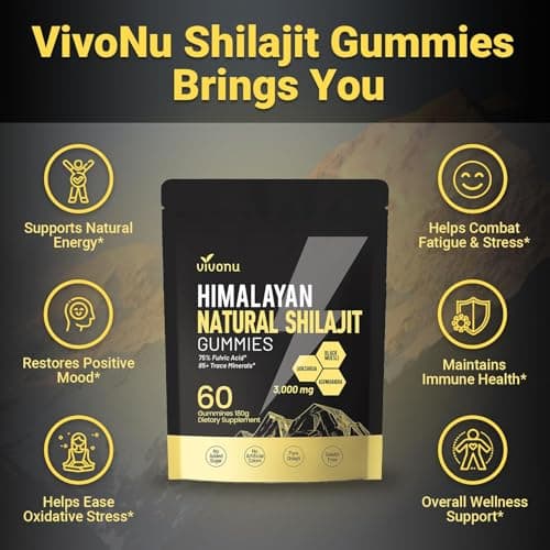 Himalayan9 Shilajit Gummies with Ashwagandha & Gokshura | 85+ Trace Minerals & Fulvic Acid | Organic, Non-GMO Micronutrient Supplement for Men & Women | 100% Pure & Natural view 3