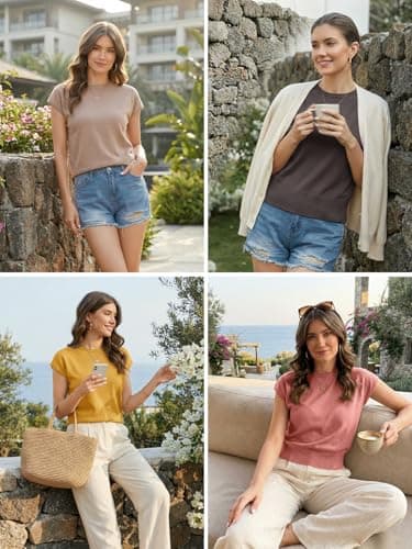 UNCLECAT Short Sleeve Sweater for Women Knit Fall Pullover Tops view 4