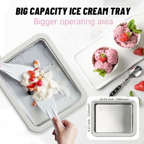 Rolled Ice Cream Maker Kit, At Home Ice Cream Roller Maker Machine with Instant Freeze Tray with Lid & 2 Spatulas, roll ice cream maker for Family Activities, Frozen Yogurt Machine view 2