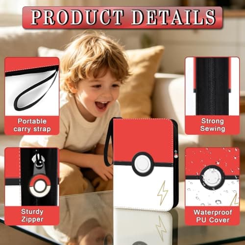 ShrewdYuya 3D Card Binder 4 Pocket, 440 Embossed Cover Trading Card Album | Portable Card Collection Folder with Removable Sleeves, Trading Card Holder for Sports Cards, Gift for Collectors. view 4