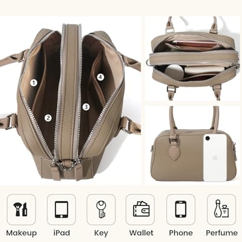 Genuine Leather Handbag for Women, Small Top Handle Satchel Crossbody Purse with Adjustable Strap, for Travel Daily Fashion view 4