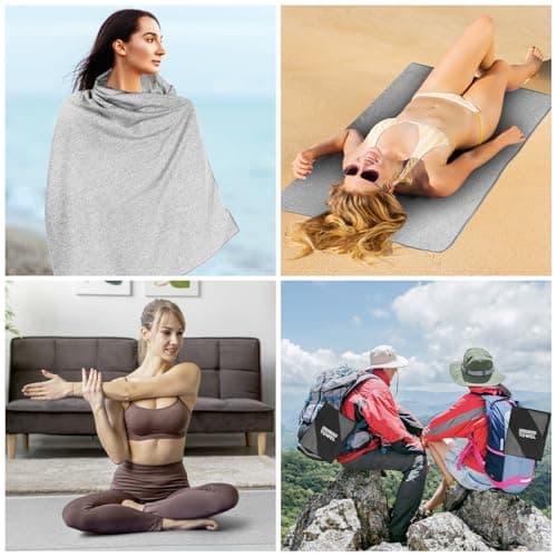 KISS QUEEN Quick Dry Microfiber Towel for Camping,Beach Travel Body Gym Hiking Swimming Pool Hot Yoga Mat Towels (Grey, 30X60 Inch) view 7