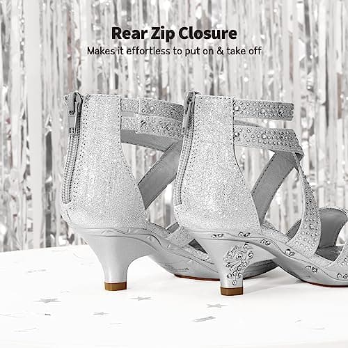 DREAM PAIRS Girls Sandals Low Heel Dress Pump Sandals view 4