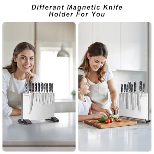 Fomidao Magnetic Knife Block,Stainless Steel Magnetic Knife Holder Stand for Kitchen Counter,Strong Double Sided Magnet Knife Storage Rack view 7