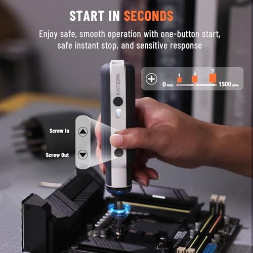 Katerk Gift for Dad, Father's Day Gifts Kit, Cordless Electric Screwdriver, Sleek White Power Tool Driver, Adjustable Torque, Extended Runtime, LED Light & 12 Bits, Home Electronic Repairs view 3