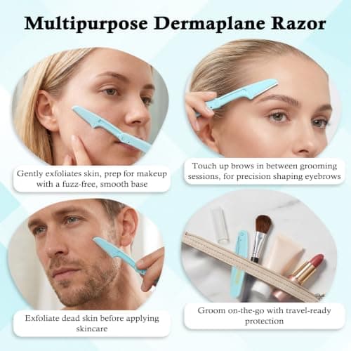 Dermaplane Razor for Women Face Shaver 12 PACK Foldable Face Razor view 5