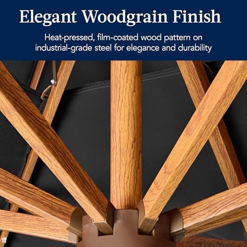 Best Choice Products 10ft Square Cantilever Patio Umbrella w/Base Included, Woodgrain Pattern Pole & Solar LED Lights, 360-Rotation, Offset Hanging Outdoor Shade - Black view 3