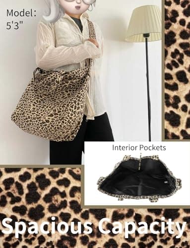 Gleease Leopard Crossbody Bag for Women Leopard Print Tote Bag Cheetah Bag Purse Handbag view 3