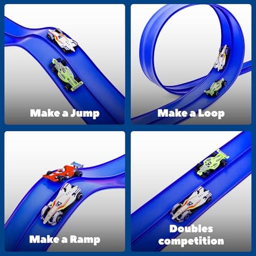 Flexible Race Car Track for Kids 15 Ft Flex Tracks Starter Set Compatible with Diecast 1/64th Cars Portable Rolls Up Race Tracks with Strong Suction Cups Birthday Gifts for Boys Girls Ages 3+ view 4