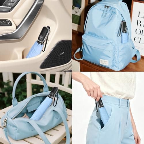 Lejorain Mini Umbrella for Travel Automatic - Folding Compact Flat Umbrella Lightweight Strong Portable Umbrellas for Rain Adults view 5