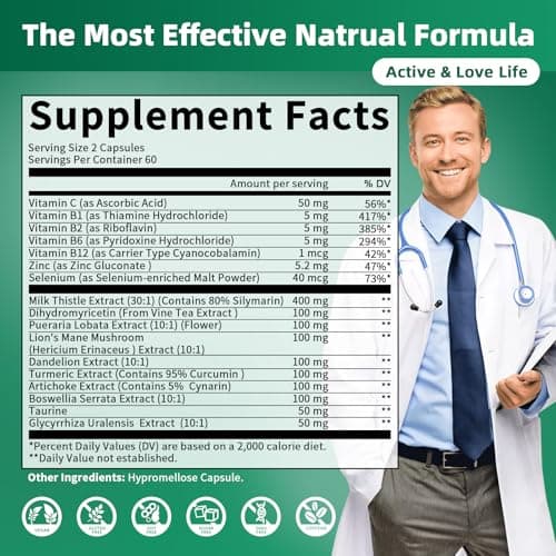 GREENPEOPLE Lymph-Liver Cleanse Detox & Repair - Strength Milk Thistle 30X Extract - Standardized and Concentrated 80% Silymarin w/Vitamin,95% curcuminoids & 17+Liver Health Nutrients Vegan 120CT view 4