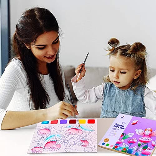 JUNQIU Watercolor Coloring Books for Kids Ages 4-8, Pocket Watercolor Painting Book for Toddlers, Arts and Crafts for Girls Gifts, Stocking Stuffers For Kids view 2