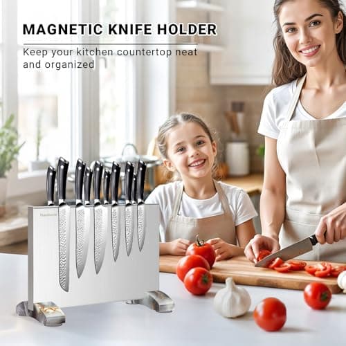 Magnetic Knife Block Stand Without Knives Double Sided Magnetic Knife Holder Rack for Kitchen Counter Stainless Steel Knife Magnetic Strip Display Stand Storage Organizer view 3
