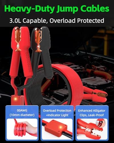 Yetour Emergency Kit - Tire Inflator Portable Air Compressor & Jumper Cables for Car view 3