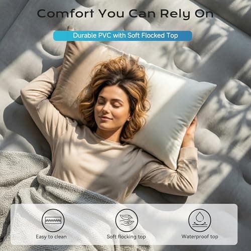 Sebor Air Mattress Twin with Built-in Pump 18", Comfortable Self-Inflating Blow up Mattress with High-Speed Pump, Durable Twin Size Air Mattress with Storage Bag for Guests, Moving, Camping, Travel view 5