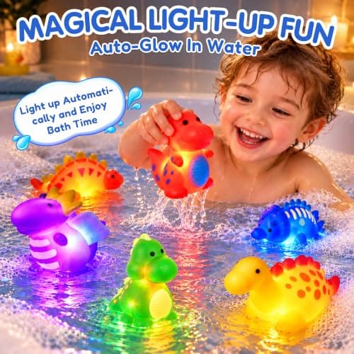 Light Up Dinosaur Bath Toys Baby Toddler Kids Halloween Goodie Bag Stuffers view 6