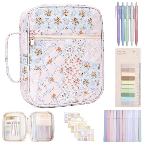 Large Bible Cover for Women, Durable Quilted Tote Bag with Handles, Bible Carry Case for Girls, Bible Study Supplies Accessories（Quilted） — image 1