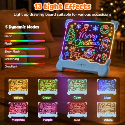LED Drawing Board for Kids, Birthday & Christmas Gift Idea for Girls & Boys | HTVRONT 16" Rechargeable Doodle Glow, Detachable Panel, 13 Light Effects, Halloween Toys for Kids, Toys for Girls Age 4-12 view 3